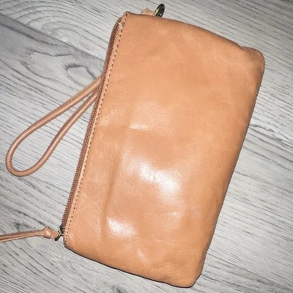 The Sak Women’s Brown Wristlet Wallet Solid Zip Strap with power bank
